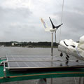 wind turbine and solar panels